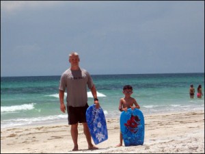 Drew and Luke Baye catching some rays on Anna Maria Island, FL